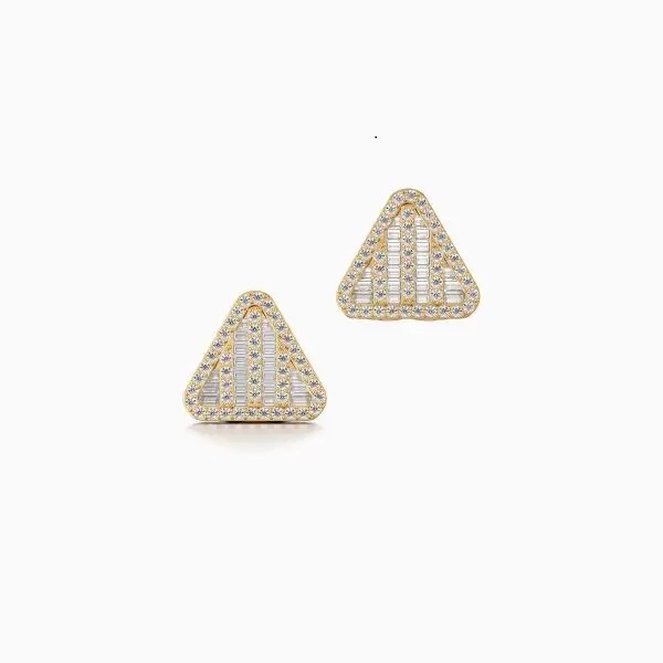 Lit Triangle Diamond Earrings in Yellow 10k Gold