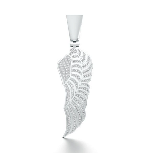 Aesthetic Angel Wing Diamond Pendant in White 10k Gold