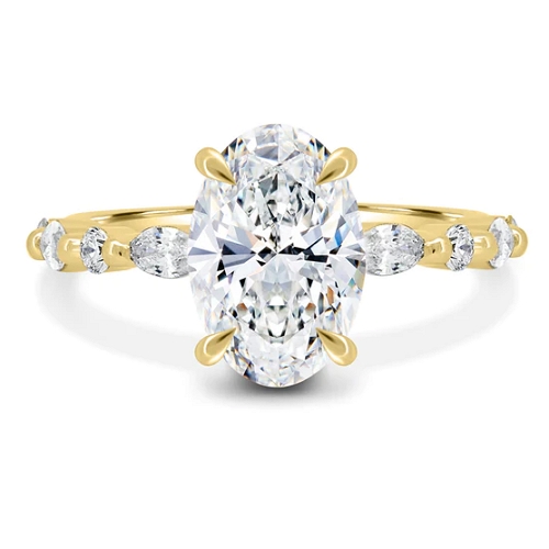 Oval Solitaire with Accent Stones Ring
