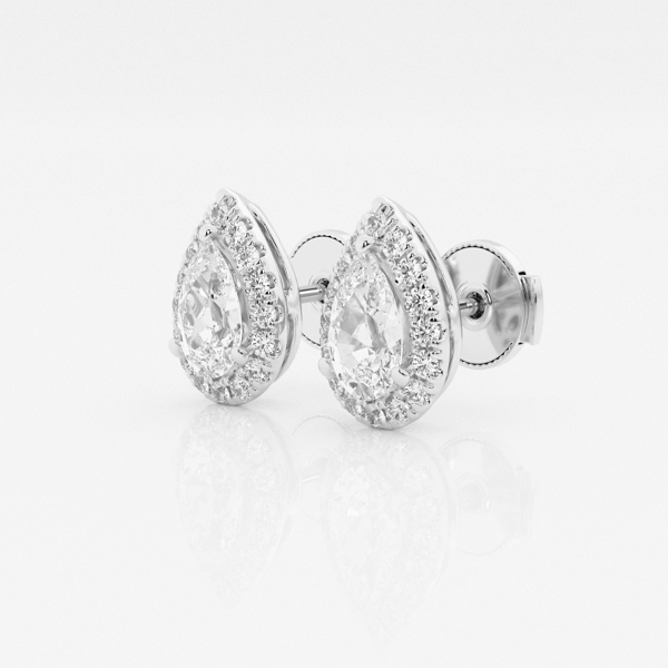 Excellent Pear Cut Natural Diamond Halo Stud Earrings!