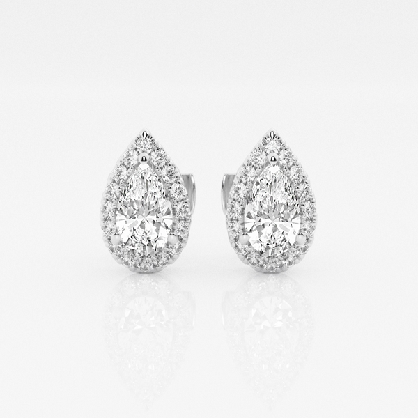 Excellent Pear Cut Natural Diamond Halo Stud Earrings!
