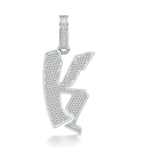 Spooky K Diamond Pendant in White 10k Gold