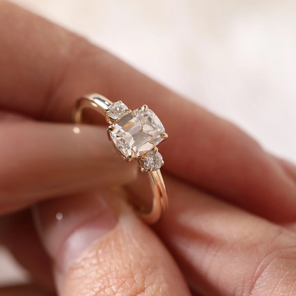 Antique Cushion Cut diamond engagement ring, vintage engagement ring