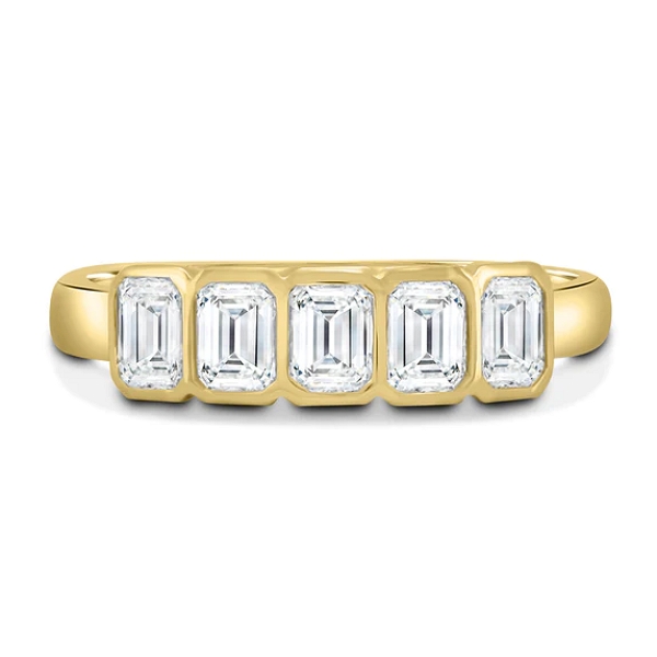 Bezel Set Emerald Wedding Ring