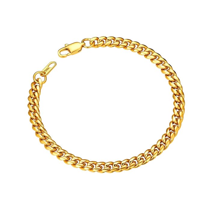 ChainsPro Mens Chunky Cuban Chain Bracelet, 6/9/14mm Width, 19/21CM Length, 18K Gold Plated/316L Stainless Steel