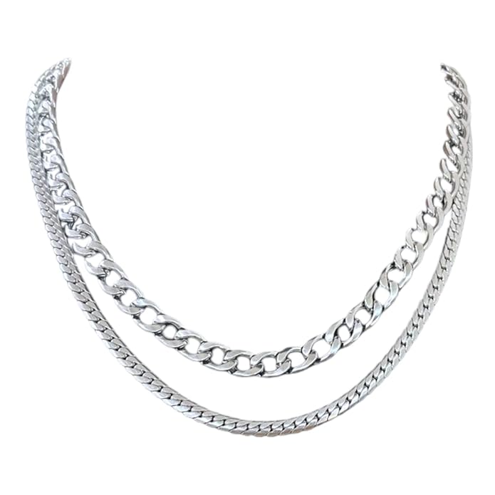 Stainless Steel Chain Silver Stylish Long Curb Men Necklace for Fashion