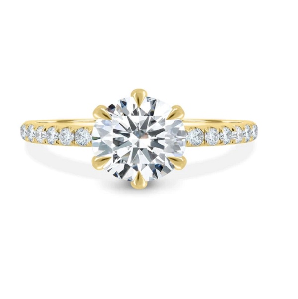 Claw Pave Round Solitaire Ring