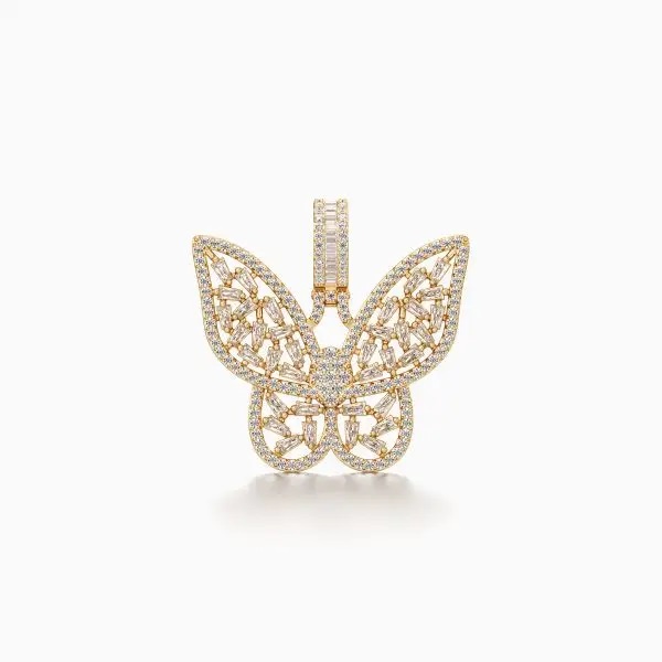 Butterfly Diamond Pendant in Yellow 10k Gold
