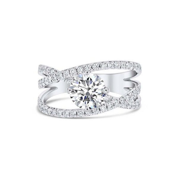 Entwined Triple Row Diamond 18K White Gold Engagement Ring Setting