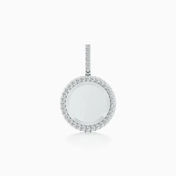 Halo Keepsake Diamond Pendant in White 10k Gold