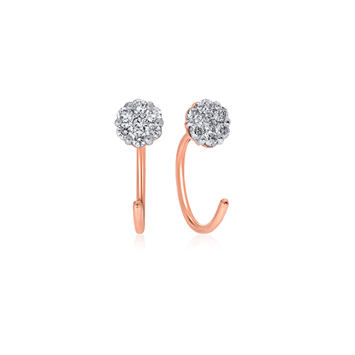 Rosy Floral Diamond Ear Cuffs