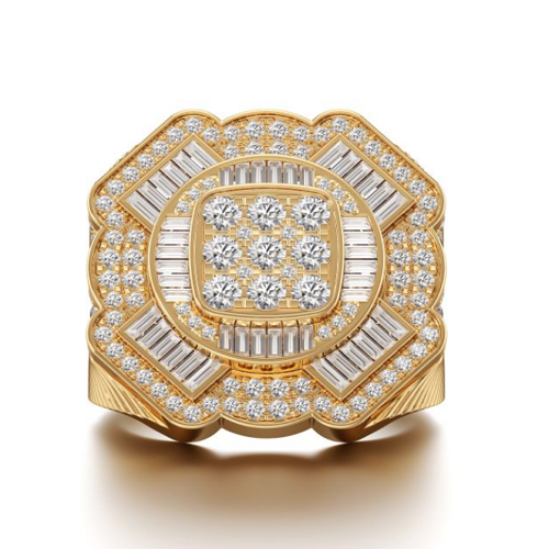 Blinging Biggie Diamond Ring in Yellow 10k Gold