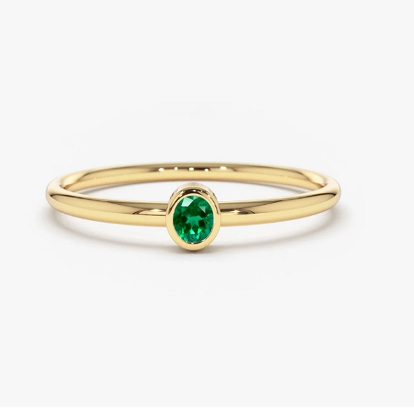 Stacking Natural Emerald Ring