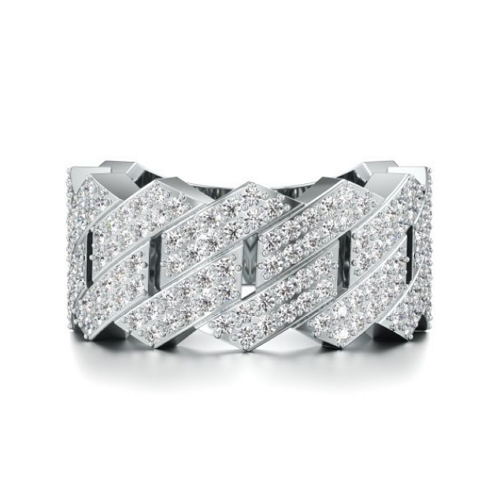 Boxed link Coolio Diamond Ring in White 10k Gold