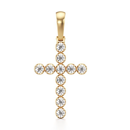 Brilliant Cut Cross Diamond Pendant in Yellow 10k Gold