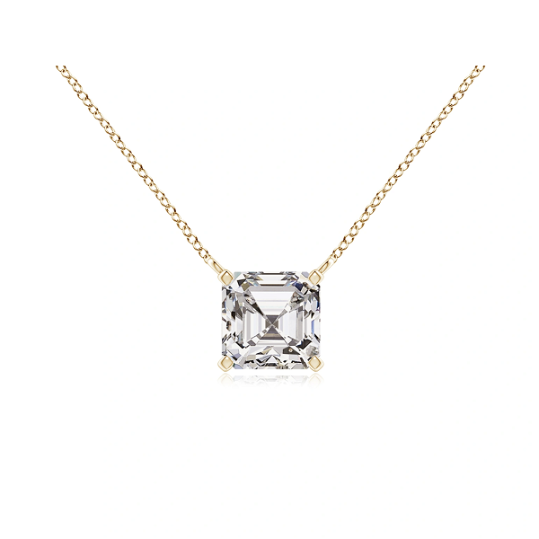 1/6 CTW Asscher Cut Diamond Pendant in 14kt Yellow Gold | CaratX Asscher Cut Jewelry