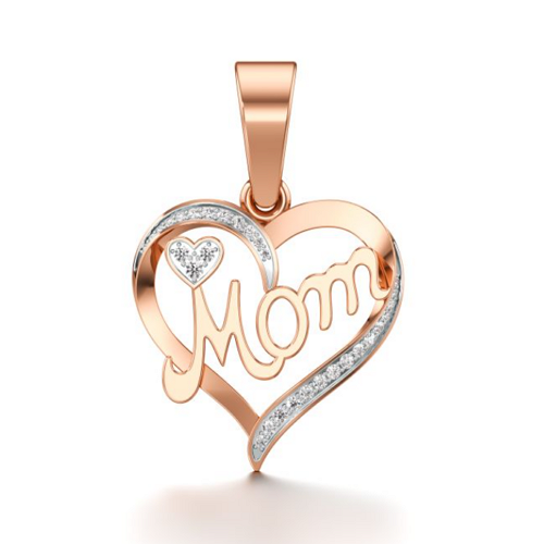 Captivating Mom Love Diamond Pendant in Rose 10k Gold