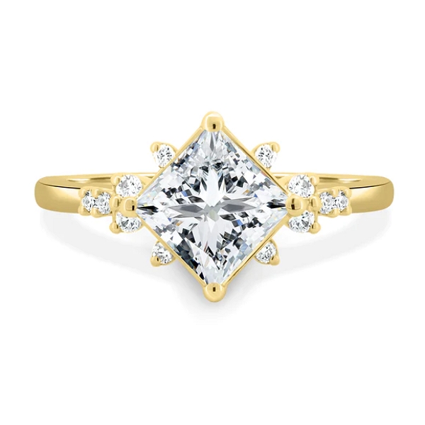 Princess Solitaire with Accent Stones Ring